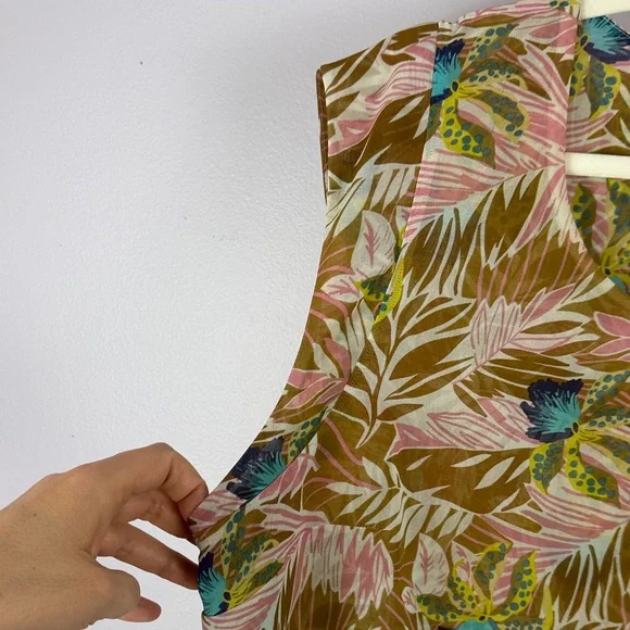 CAbi Tropical Orchid Print Parlor Sleeveless Double Layered Chiffon XL Blouse - Picture 4 of 13
